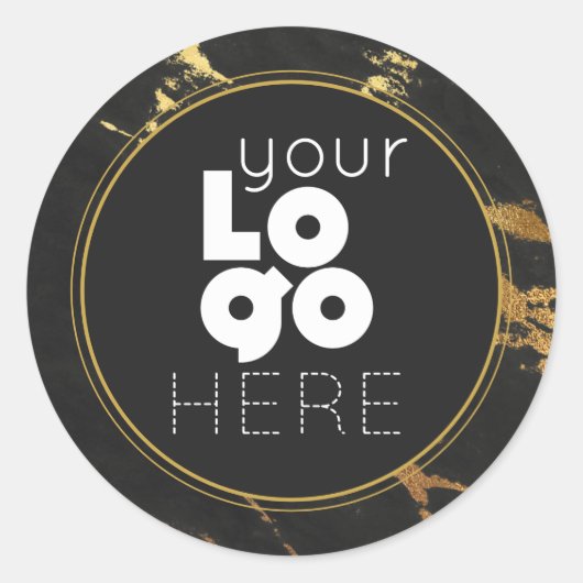 Creëer Uw eigen zwarte & goudwitte Logo Ronde Sticker (Voorkant)