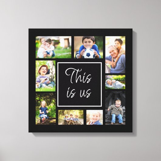 Creëer uw eigen zwarte multi-fotocollage dit wij canvas afdruk (Voorkant)