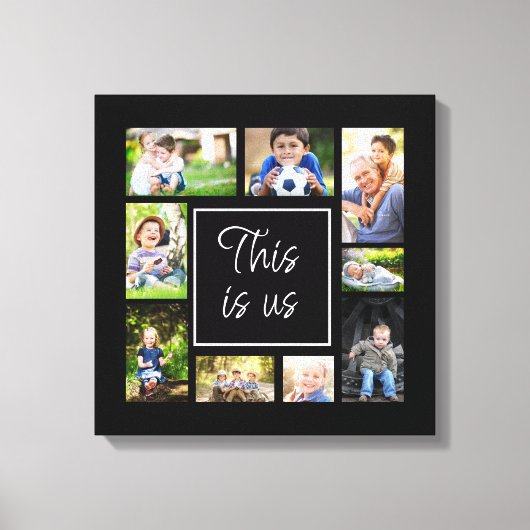 Creëer uw eigen zwarte multi-fotocollage dit wij canvas afdruk (Voorkant)
