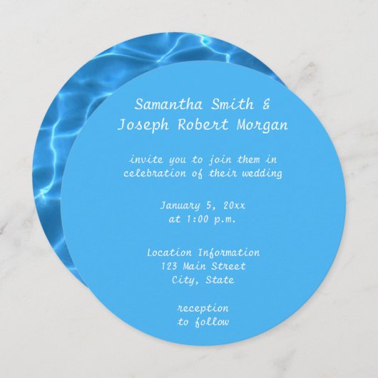 Creëer Uw eigen zwembad rond Foto bruiloft Kaart (Voorkant / Achterkant)