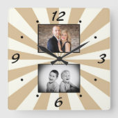 Creëer uw Elegant Simple 2 Photo Collage Vierkante Klok (Voorkant)
