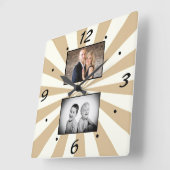 Creëer uw Elegant Simple 2 Photo Collage Vierkante Klok (Hoek)