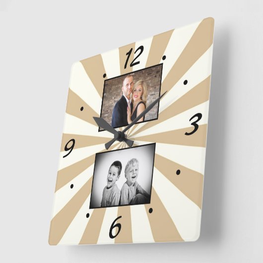 Creëer uw Elegant Simple 2 Photo Collage Vierkante Klok (Hoek)