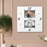 Creëer uw Elegant Simple Photo Collage Vierkante Klok<br><div class="desc">Creëer uw Elegant Simple Photo Collage Wall Clock. Pas je aan met twee van je favoriete foto's en maak je eigen persoonlijke wandklok voor je huis.</div>