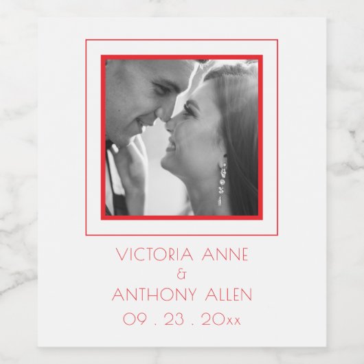 Creëer Uw Elegante Foto Helderrood Wijn Etiket (Enkel label)