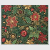 Creëer Uw Elegante Poinsettias & Baubles Cadeaupapier (Vlak)