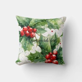 Creëer Uw Elegante Red Holly & Raindrops Kussen