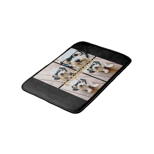 Creëer Uw Ewn 4 Foto Collage - Script Name Badmat (Gekanteld)