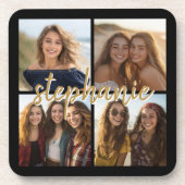 Creëer Uw Ewn 4 Foto Collage - Script Name Bier Onderzetter (Voorkant)