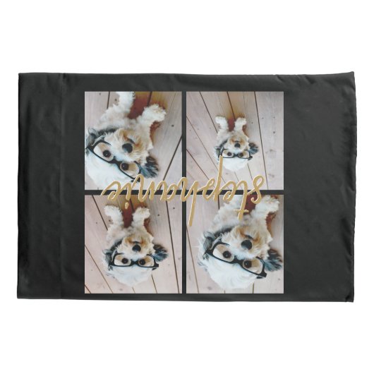 Creëer Uw Ewn 4 Foto Collage - Script Name Kussensloop (Achterkant)