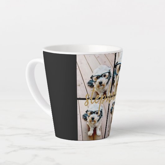 Creëer Uw Ewn 4 Foto Collage - Script Name Latte Mok (Linkerhoek)