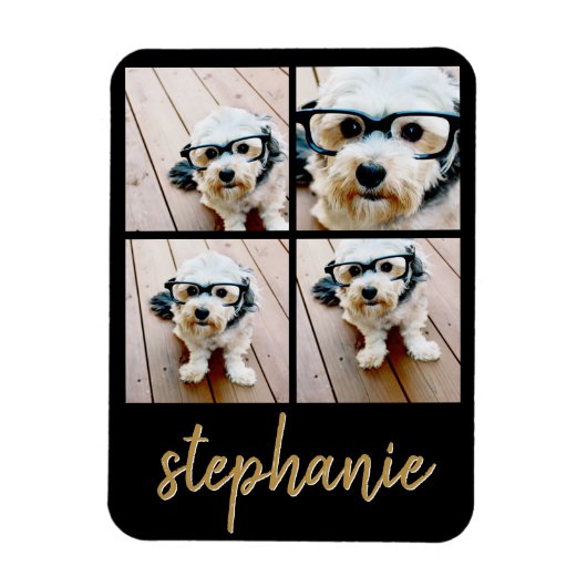 Creëer Uw Ewn 4 Foto Collage - Script Name Magneet (Verticaal)