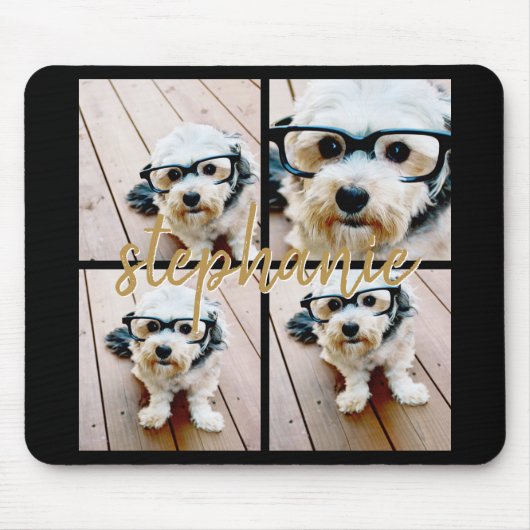 Creëer Uw Ewn 4 Foto Collage - Script Name Muismat (Voorkant)