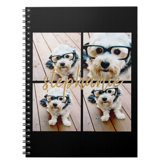 Creëer Uw Ewn 4 Foto Collage - Script Name Notitieboek (Voorkant)