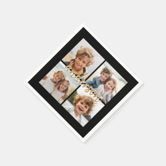 Creëer Uw Ewn 4 Foto Collage - Script Name Servet (Hoek)