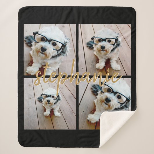 Creëer Uw Ewn 4 Foto Collage - Script Name Sherpa Deken (Voorkant)