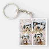 Creëer Uw Ewn 4 Foto Collage - Script Name Sleutelhanger (voorkant)