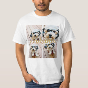 Creëer Uw Ewn 4 Foto Collage - Script Name T-shirt