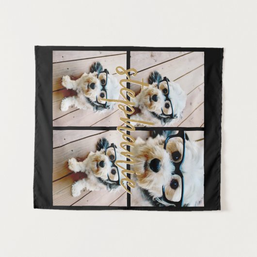 Creëer Uw Ewn 4 Foto Collage - Script Name Wandkleed (Voorkant (horizontaal))