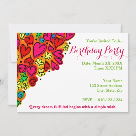 Creëer Uw Ewn Birthday Party Uitnodiging (Voorkant)