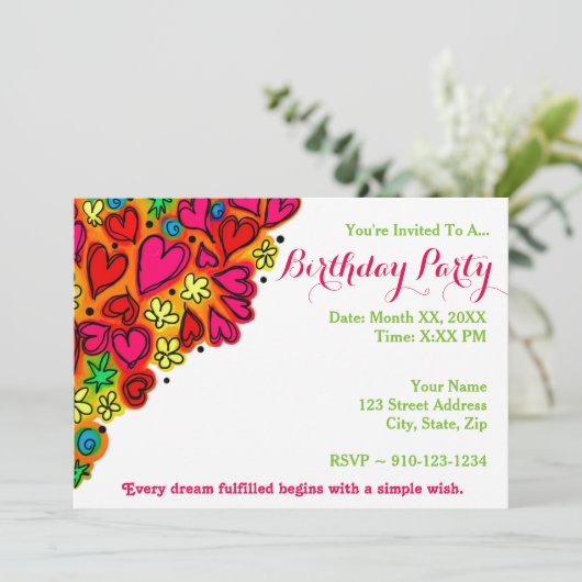 Creëer Uw Ewn Birthday Party Uitnodiging (Staand voorkant)