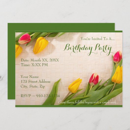 Creëer Uw Ewn Birthday Party Uitnodiging (Voorkant / Achterkant)