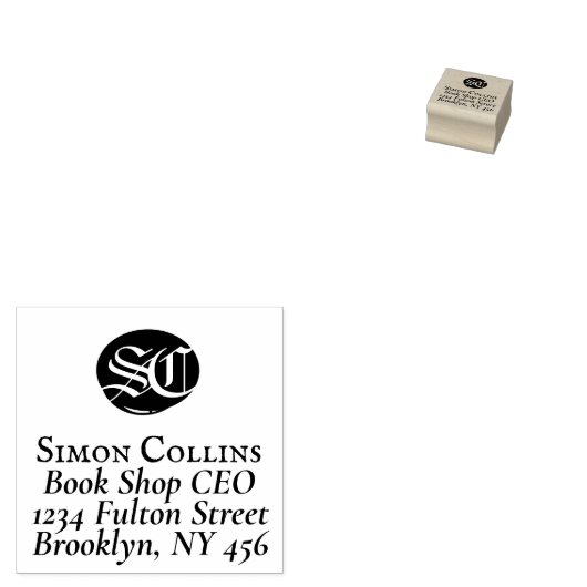 Creëer uw ExLibris-monogram Books Retouradres Rubberstempel (Gestempeld)