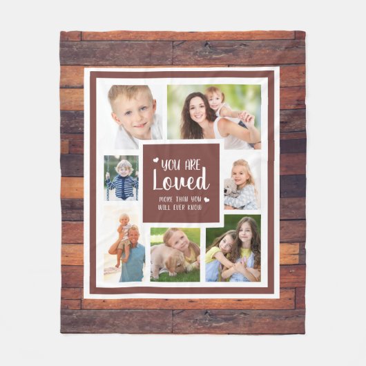 Creëer Uw foto collage Rustic Dark Wood Fleece Deken (Voorkant)