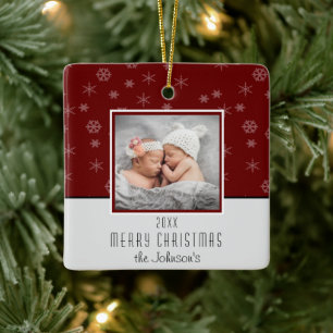 Creëer Uw Foto Kerstmis Keramisch Ornament