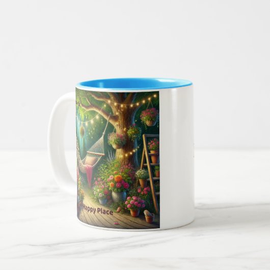 Creëer Uw gelukkige plaats  Tweekleurige Koffiemok (Voorkant links)