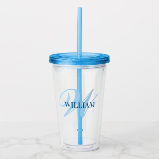 Creëer Uw gepersonaliseerde monogram naam zwart Acryl Drinkbeker (Voorkant)