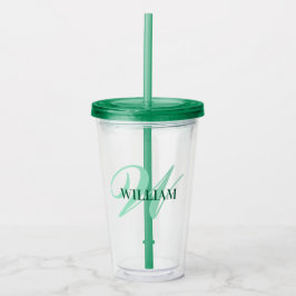 Creëer Uw gepersonaliseerde monogram naam zwart Acryl Drinkbeker