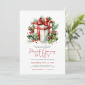 Creëer uw kerstcadeauopeningsfeest uitnodigen kaart (Staand voorkant)