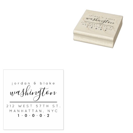 Creëer Uw Modern Getrouwd Paar Retouradres Rubberstempel (Gestempeld)