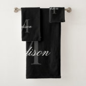 Creëer Uw monogram voor aangepaste naam zwart Bad Handdoek (Insitu)