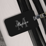 Creëer Uw monogram voor aangepaste naam zwart Bagagelabel<br><div class="desc">Creëer uw eigen gepersonaliseerde bagagelabel met uw douanenaam en monogram. Om deze sjabloon van het ontwerp uit te geven,  geef eenvoudig de tekstgebieden uit zoals hierboven getoond. U kunt gemakkelijk meer tekst of afbeeldingen toevoegen,  doopvonten en kleuren aanpassen. Behandel jezelf of maak het perfecte cadeau voor familie en vrienden!</div>