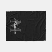 Creëer Uw monogram voor aangepaste naam zwart Fleece Deken (Voorkant (Horizontaal))