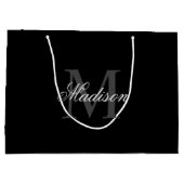 Creëer Uw monogram voor aangepaste naam zwart Groot Cadeauzakje (Achterkant)