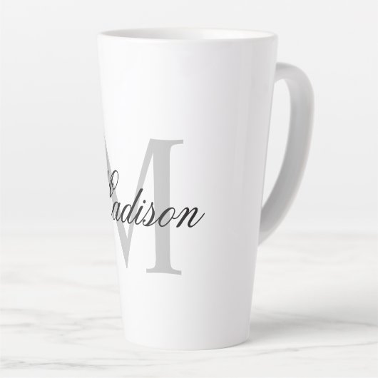 Creëer Uw monogram voor aangepaste naam zwart Latte Mok (Rechterhoek)