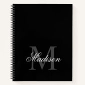 Creëer Uw monogram voor aangepaste naam zwart Notitieboek (Voorkant)