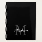 Creëer Uw monogram voor aangepaste naam zwart Planner (Voorkant)