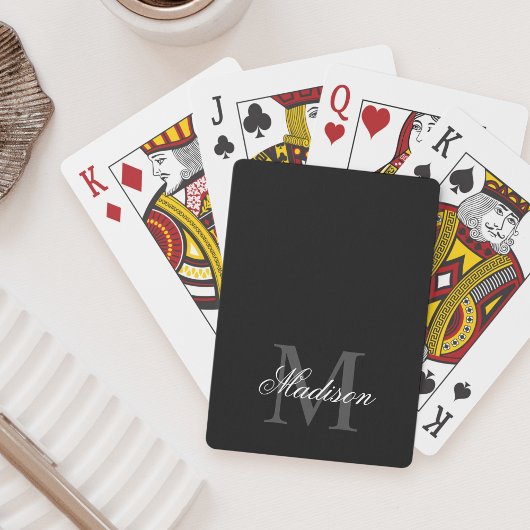 Creëer Uw monogram voor aangepaste naam zwart Pokerkaarten