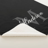 Creëer Uw monogram voor aangepaste naam zwart Sherpa Deken (3/4)