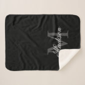 Creëer Uw monogram voor aangepaste naam zwart Sherpa Deken (Voorkant (horizontaal))