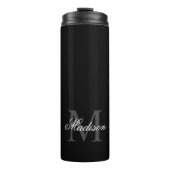 Creëer Uw monogram voor aangepaste naam zwart Thermosbeker (Voorkant)