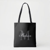 Creëer Uw monogram voor aangepaste naam zwart Tote Bag (Voorkant)