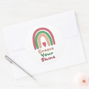Creëer uw motivatie boho-regenboog ronde sticker