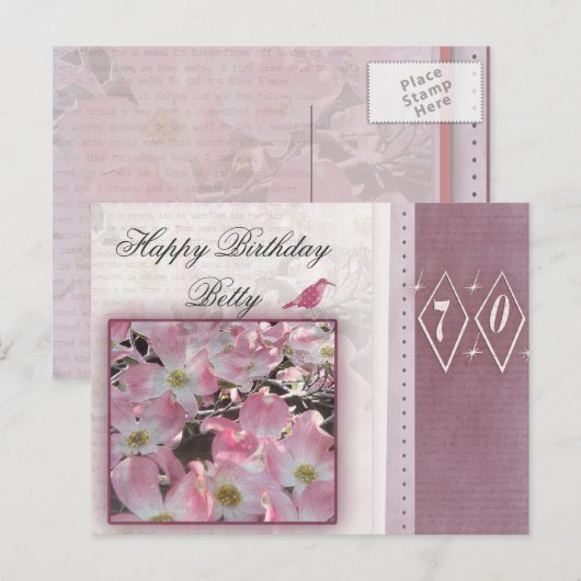 Creëer uw persoonlijke 70e verjaardag briefkaart (Voorkant / Achterkant)