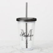 Creëer Uw persoonlijke monogram, grijs Acryl Drinkbeker (Voorkant)