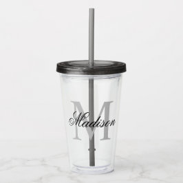 Creëer Uw persoonlijke monogram, grijs Acryl Drinkbeker